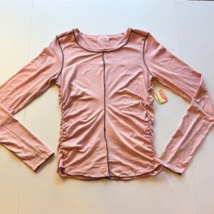 NWT Free People Movement Light Pink Long Sleeve Ruched Top